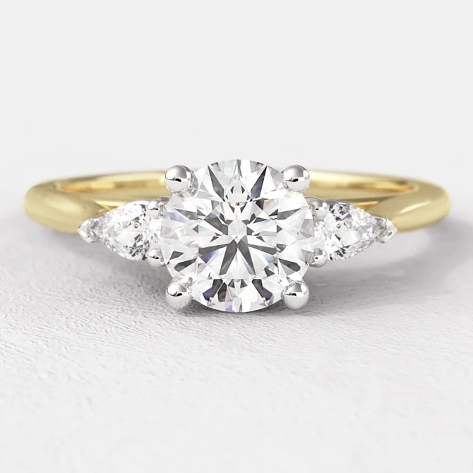 0.45ct Round Cut Three Stone Diamond Ring Yellow Gold TR1030