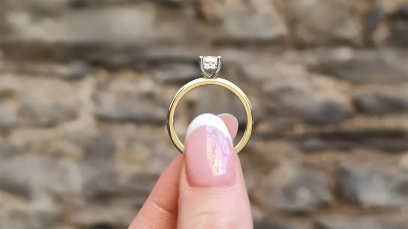 0.55ct Lab Grown Radiant Cut Solitaire Ring SR1034 yellow gold side view