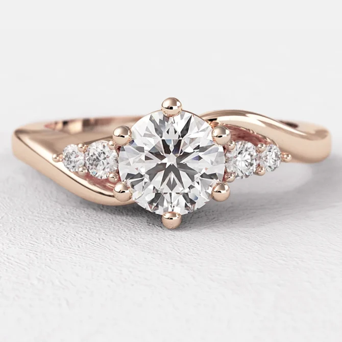 0.60ct Multi Stone Diamond Engagement Ring Rose Gold TR1013
