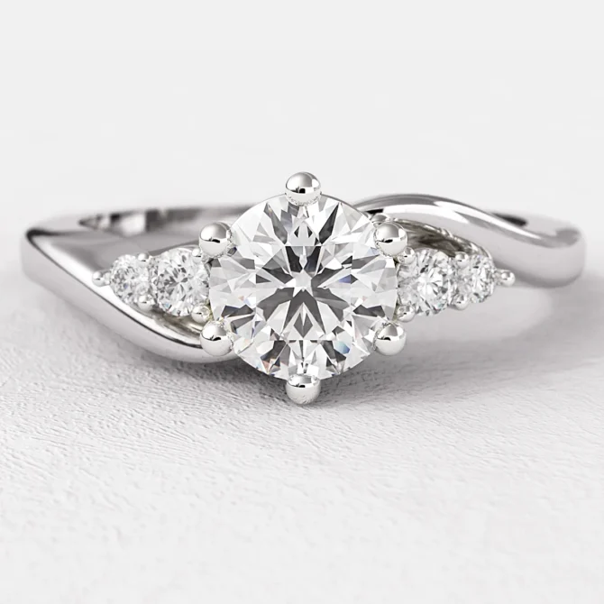 0.60ct Multi Stone Diamond Engagement Ring White Gold TR1013