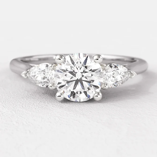 0.60ct Round Cut Three Stone Diamond Engagement Ring White Gold TR1034