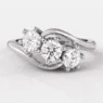 0.60ct Unusual Three Stone Engagement Ring White Gold TR1024