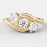 0.60ct Unusual Three Stone Engagement Ring Yellow Gold TR1024