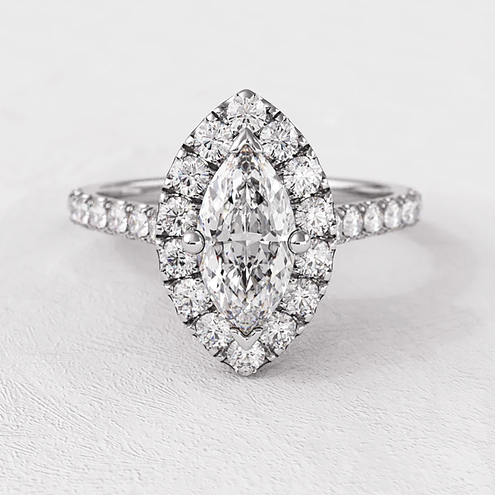 Marquise Cut Halo Diamond Engagement Ring VR1051 Bespoke