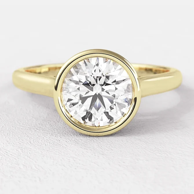 0.80ct Rub Over (Bezel Set) Engagement Ring Yellow Gold SR1015