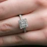 0.85ct Princess Cut Halo Diamond Engagement Ring VR2012 made in Ireland
