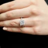 0.85ct Princess Cut Halo Diamond Engagement Ring VR2012 on hand