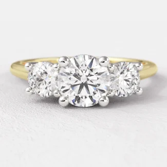 0.88ct Round Cut Trilogy Diamond Engagement Ring Yellow Gold TR1020