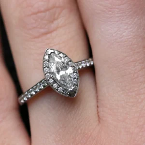 0.95ct Marquise Cut Halo Engagement Ring VR1004 in white gold