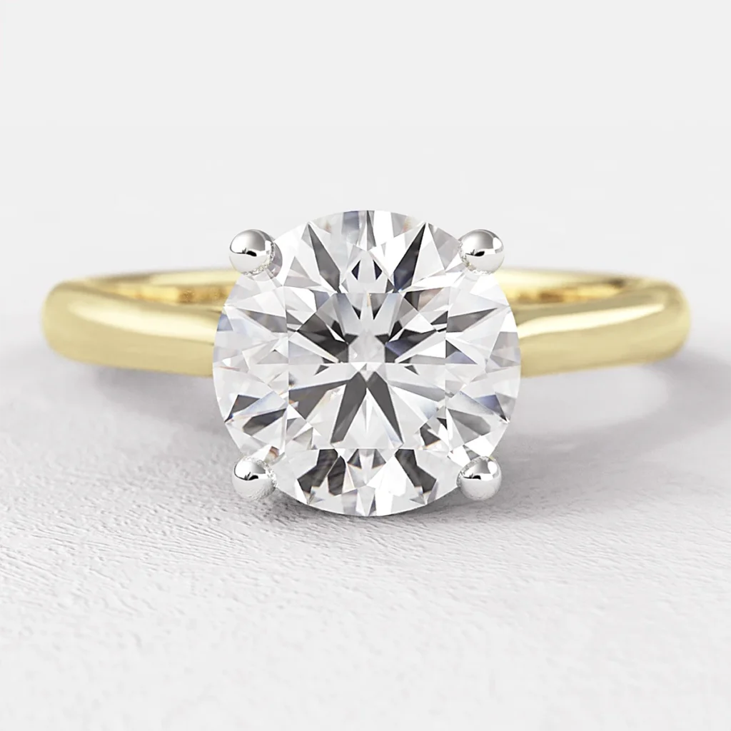 1.00ct Four Claw Round Cut Solitaire Engagement Ring Yellow Gold-SR1026