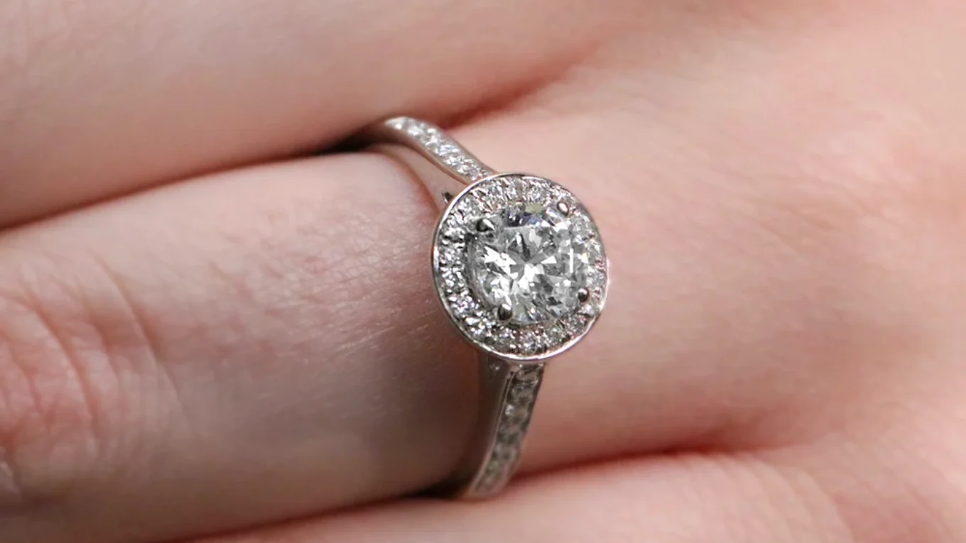 1.20ct Round Cut Halo Engagement Ring VR1093 on hand made in Dublin