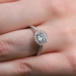 1.20ct Round Cut Halo Engagement Ring VR1093 on hand made in Dublin