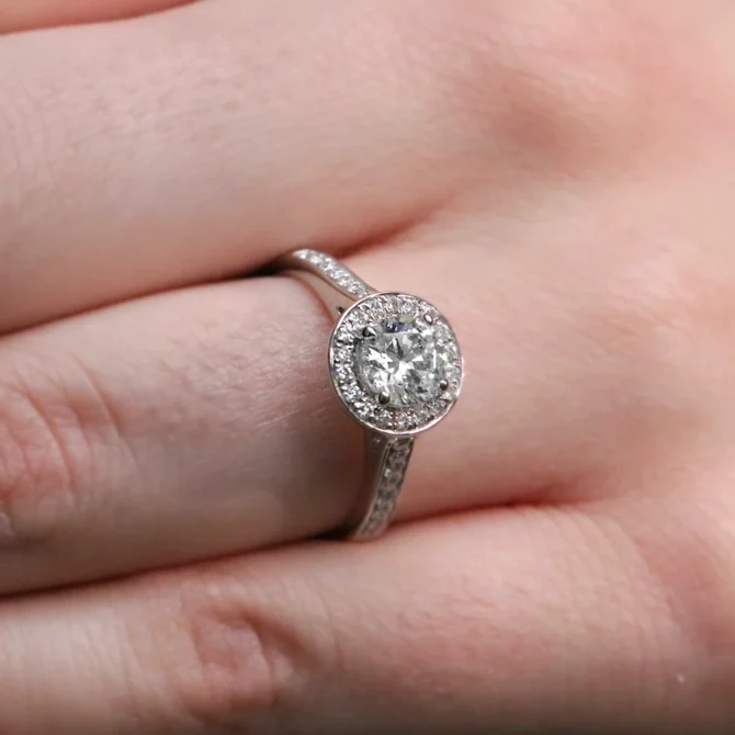 1.20ct Round Cut Halo Engagement Ring VR1093 on hand made in Dublin