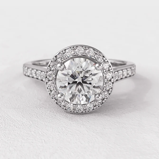 1.20ct Round Cut Halo Engagement Ring VR1093 white gold