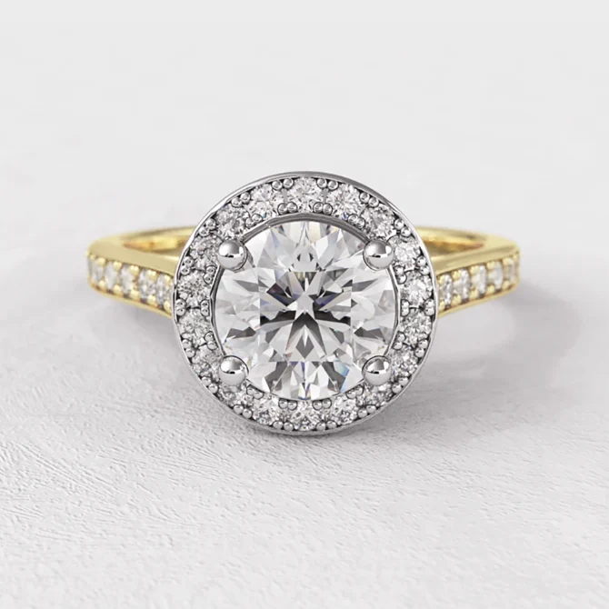1.20ct Round Cut Halo Engagement Ring VR1093 yellow gold