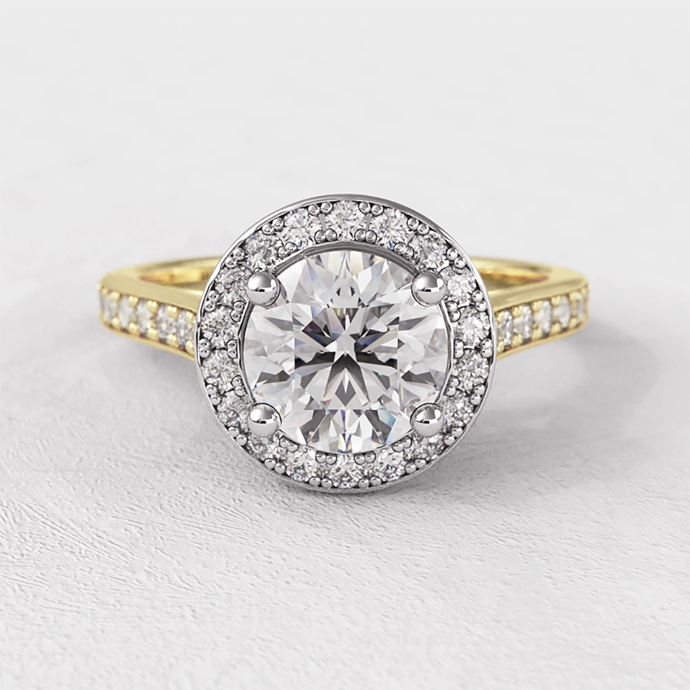 1.20ct Round Cut Halo Engagement Ring VR1093 yellow gold