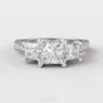 1.21ct Princess Cut Three Stone Natural Diamond Ring White Gold TR1076