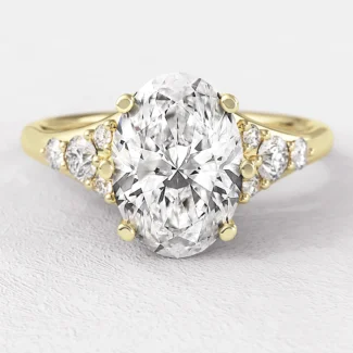 1.36ct Oval Cut Side Stone Engagement Ring Yellow Gold PR1063