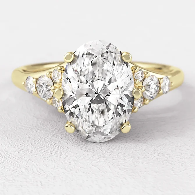 1.36ct Oval Cut Side Stone Engagement Ring Yellow Gold PR1063