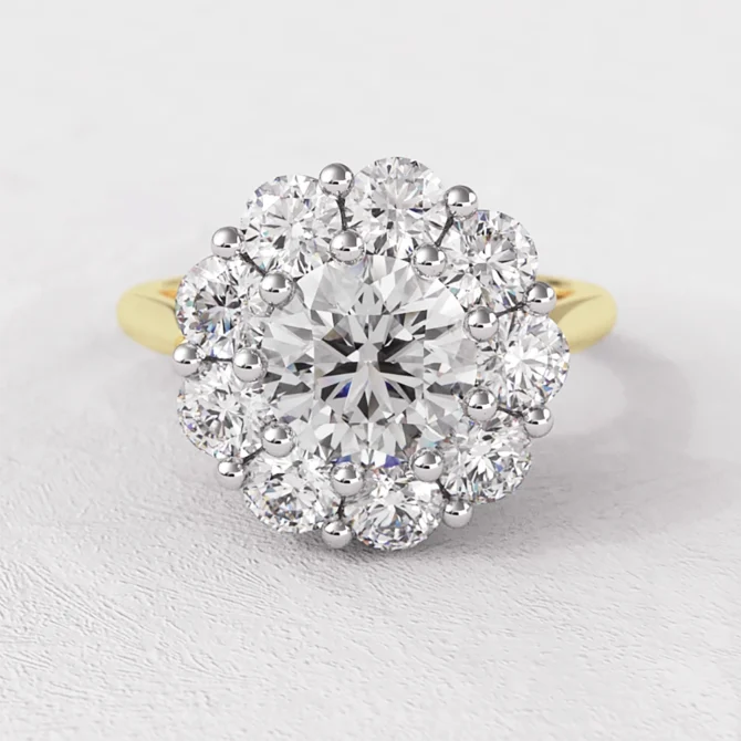 1.40ct Cluster Style Diamond Engagement Ring VR1098 in yellow gold
