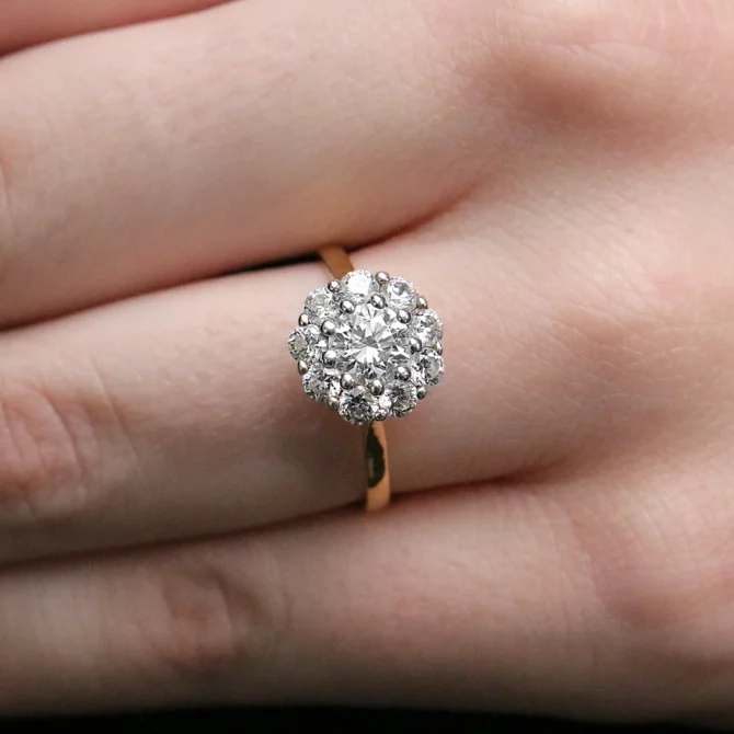 1.40ct Cluster Style Diamond Engagement Ring VR1098 made in Ireland
