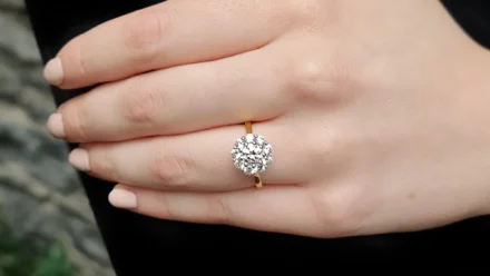 1.40ct Cluster Style Diamond Engagement Ring VR1098 on hand