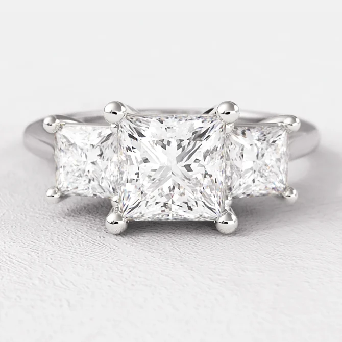 1.40ct Princess Cut Trilogy Engagement Ring White Gold TR1010