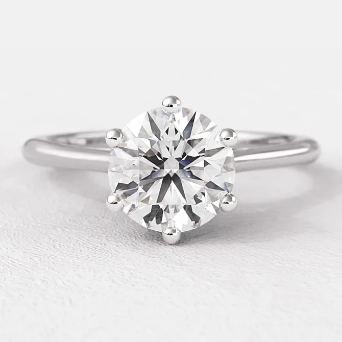 1.50 ct Round Cut Moissanite Ring in White Gold MSR1017