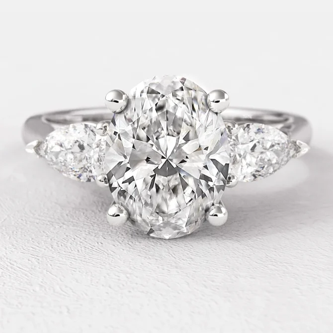 1.50ct Oval Cut Three Stone Diamond Engagement Ring White Gold TR1021