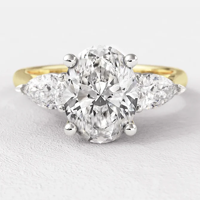 1.50ct Oval Cut Three Stone Diamond Engagement Ring Yellow Gold TR1021
