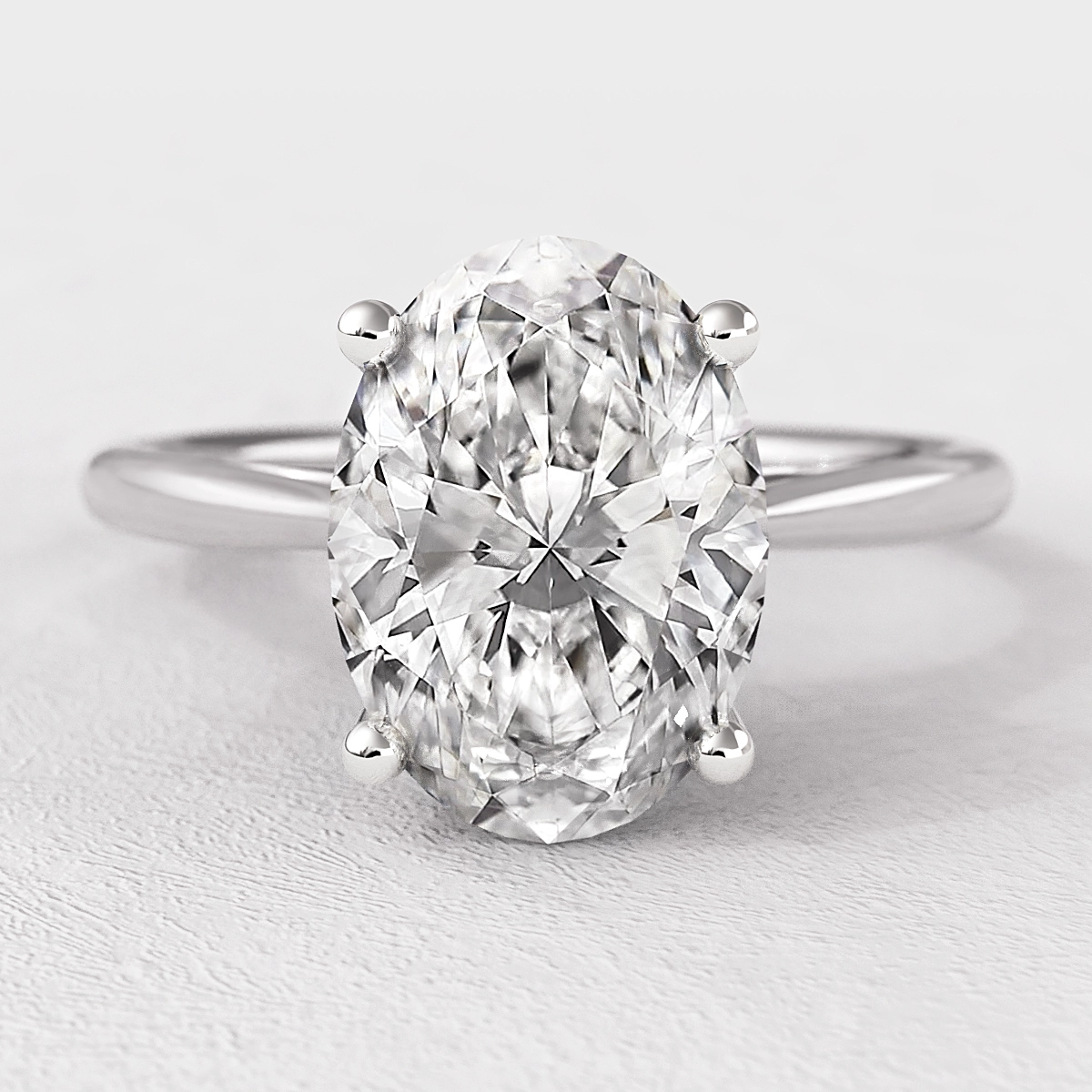 Oval Cut Tulip Style Solitaire Engagement Ring SR1093