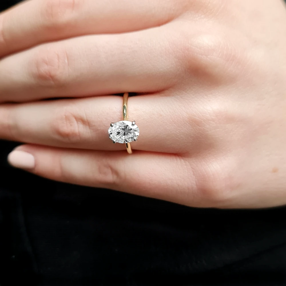 Oval Cut Tulip Style Solitaire Engagement Ring SR1093