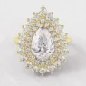 1.57ct Double Halo Pear Cut Diamond Ring Yellow Gold VR1108