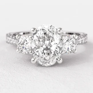 1.60ct Oval Cut Trilogy Engagement Ring White Gold TR1056