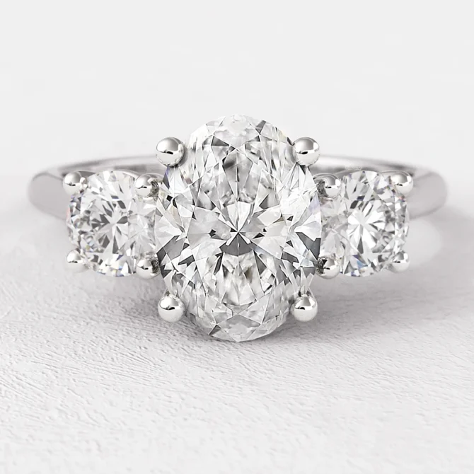 1.60ct Oval Three Stone Yellow Gold Engagement Ring White Gold TR1086