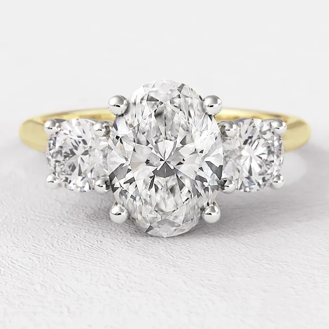 1.60ct Oval Three Stone Yellow Gold Engagement Ring Yellow Gold TR1086 - Made in Dublin