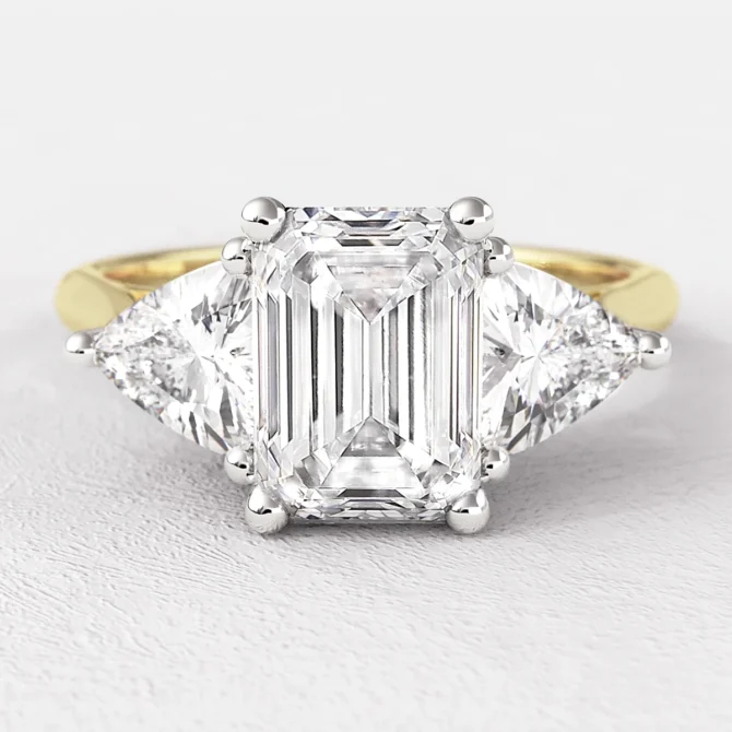 1.70ct Radiant Cut Three Stone Engagement Ring Yellow Gold TR1065