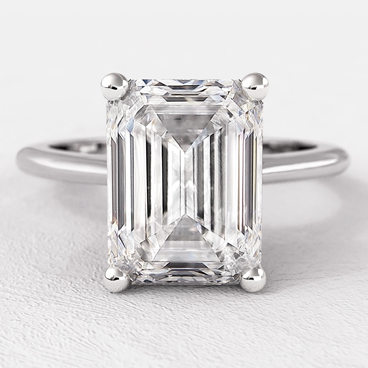 Emerald Cut Solitaire Ring SR1045 Bespoke Diamonds
