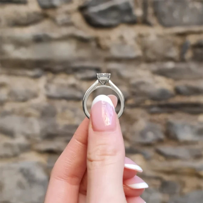 1.80ct Emerald Cut Solitaire Diamond Engagement Ring SR1045 white gold side view