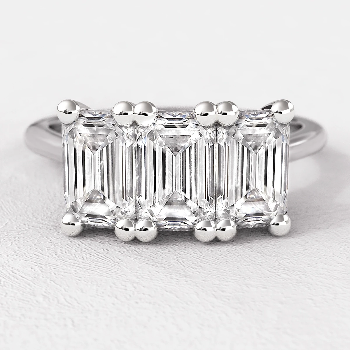 Emerald Cut Trilogy Ring TR1054 Bespoke Diamonds Dublin - Main Image