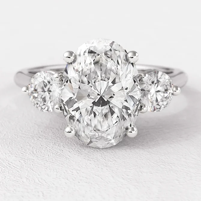 1.86ct Oval Three Stone White Gold Engagement Ring TR1006