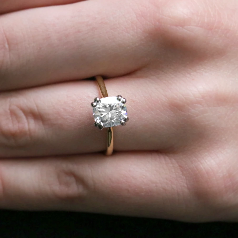 Cushion Cut Double Claw Solitaire Engagement Ring SR1096