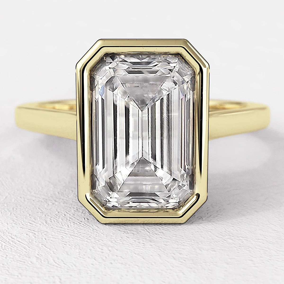 Emerald Cut Bezel Set Solitaire Ring SR1097 Bespoke