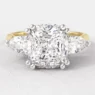 2.10ct Cushion Cut Three Stone Diamond Ring Yellow Gold TR1045