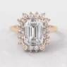 2.16ct Vintage Style Emerald Cut Diamond Halo Engagement Ring Rose Gold VR1105