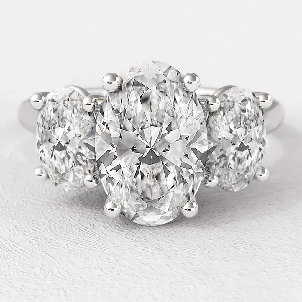 2.20ct Oval Three Stone Diamond Engagement Ring White Gold TR1083