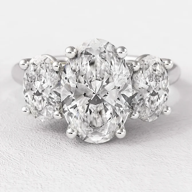 2.20ct Oval Three Stone Diamond Engagement Ring White Gold TR1083