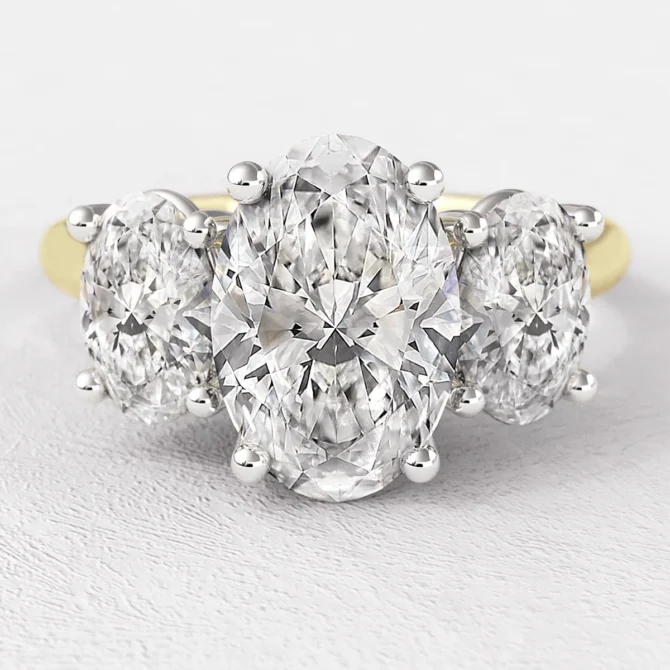 2.20ct Oval Three Stone Diamond Engagement Ring Yellow Gold TR1083