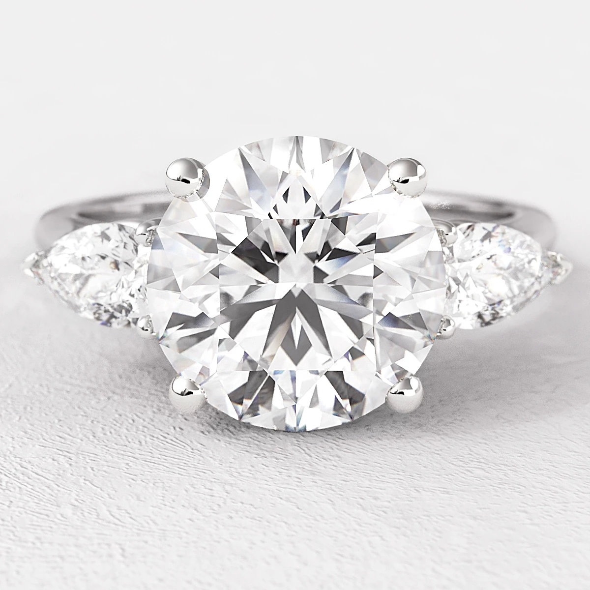 Round Pear Cut Three Stone Engagement Ring TR1094 Bespoke
