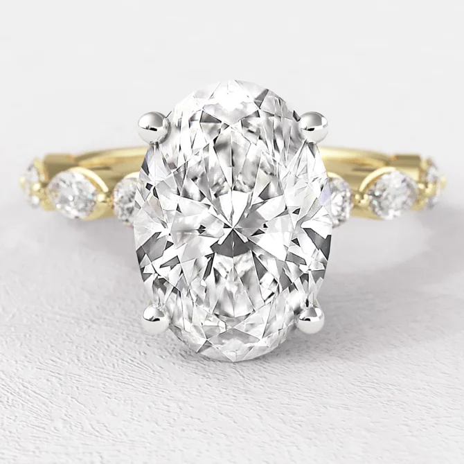 2.45ct Oval Cut Engagement Ring with hidden halo Yellow Gold PR1022 - Made in Dublin, Ireland